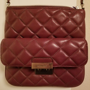 Michael Kors quilted leather bag wine color